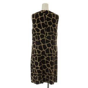 MICHAEL Michael Kors ワンピース ひざ丈 ノースリーブ 総柄 リネン混 麻混 6 M 茶 ブラウン