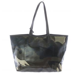 LACOSTE ROBERT GEORGE プリントトートバッグ ポーチ PVC 迷彩柄 グレー ブラウン