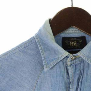 RRL RALPH LAUREN デニムシャツ シャンブレーシャツ ウエスタンシャツ ポケット 長袖 水色