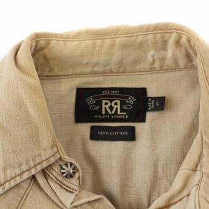 RRL ウエスタンシャツ コンチョボタン ダメージ加工 S ベージュ