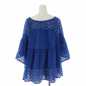 Grace Class 18SS ブラウス シャツ 五分袖 ペチコート付き 刺繍 総柄 36 ブルー