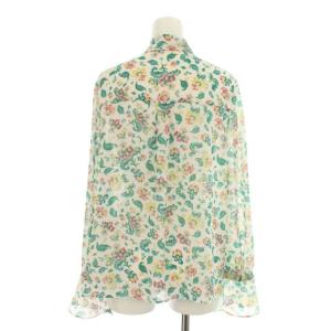 GRACE CONTINENTAL 19SS ブラウス シャツ 花柄 シースル リボン シフォン 長袖 38 グリーン