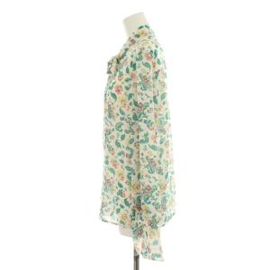 GRACE CONTINENTAL 19SS ブラウス シャツ 花柄 シースル リボン シフォン 長袖 38 グリーン