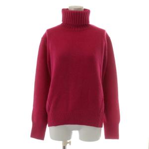 ニット セーター 長袖 タートルネック ウール カシミヤ混 ピンク
