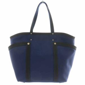 LANVIN en Bleu サイドポケットトートバッグ ハンドバッグ リボン パール ネイビー
