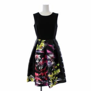 ワンピース ひざ丈 フレア ノースリーブ 34 マルチカラー