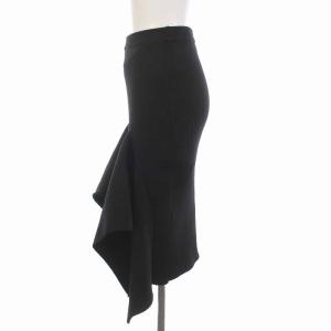 AKIRANAKA リブニット スカート ひざ丈 変形 F ブラック