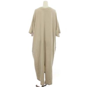 AMERICANA 22SS AMRCN/Tシャツ ワンピース ロング マキシ丈 半袖 クルーネック プリント スリット F ライトベージュ