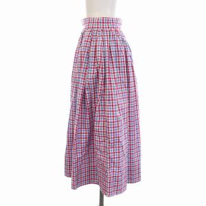 MADISONBLUE 18SS タック ギャザー ギンガムスカート フレア ロング ミモレ丈 1 レッド ブルー