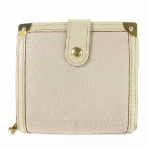 スハリ コンパクトジップ 財布 二つ折り レザー ラウンドファスナー ブロン アイボリー M91831