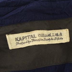 KAPITAL シャツ 半袖 レーヨン 比翼ボタン M ネイビー 紺