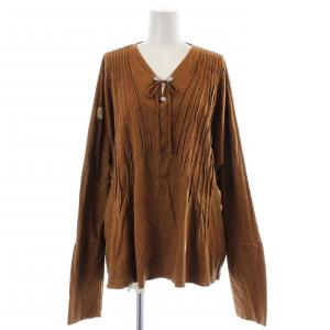 カットソー 長袖 キーネック リボン 2 ブラウン