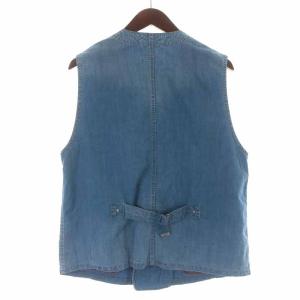 KAPITAL 岡山御津工場産 デニムベスト 前開き ダブル ポケット USED加工 3 ブルー