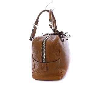 PRADA ハンドバッグ ロゴ型押し レザー 茶