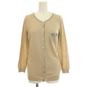 カーディガン シルク混 コットン ニット 長袖 2 ベージュ