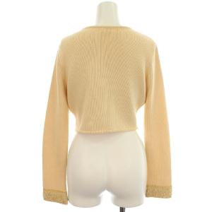 FOXEY BOUTIQUE カーディガン コットンニット ショート丈 ビーズ 38 ベージュ