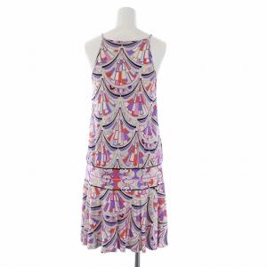 Emilio Pucci キャミワンピース ひざ丈 総柄 絹 シルク100％ I38 S マルチカラー