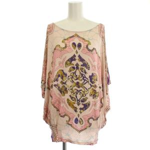 カットソー 半袖 柄 ドルマン 42 M ピンク