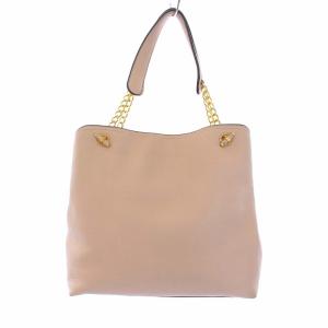 TORY BURCH トートバッグ ハンドバッグ チェーン ロゴプレート レザー ピンクベージュ