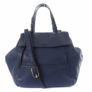 HALFMOON ハンドバッグ ショルダーバッグ 2way レザー ネイビー