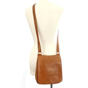 HIROFU ショルダーバッグ レザー ロゴ ブラウン