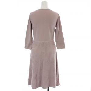 Max Mara フレアワンピース ニット ミニ丈 七分袖 切替 S ピンクベージュ