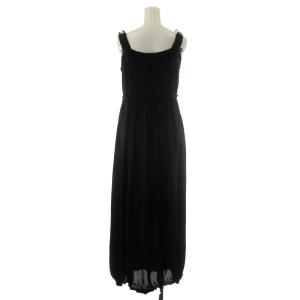 LANVIN en Bleu ワンピース マキシ ロング ノースリーブ フリル シルク 36 ブラック