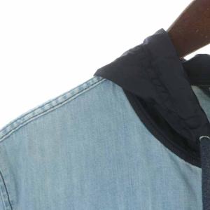 DIESEL デニムジャケット パーカー ジップアップ コットン フード 切替 M 水色 ライトブルー