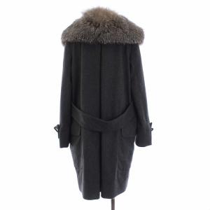 PAULE KA チェスターコート ロング フォックスファー 38 グレー