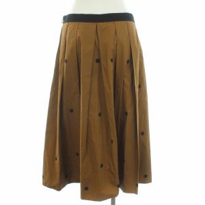 MARGARET HOWELL 21SS BIG SPOT COTTON スカート ロング ドット フレア 2 M 茶 ブラウン 黒 ブラック