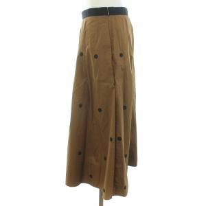 MARGARET HOWELL 21SS BIG SPOT COTTON スカート ロング ドット フレア 2 M 茶 ブラウン 黒 ブラック