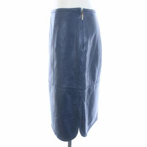 TORY BURCH スカート ミニ レザー スリット 4 S 紺 ネイビー