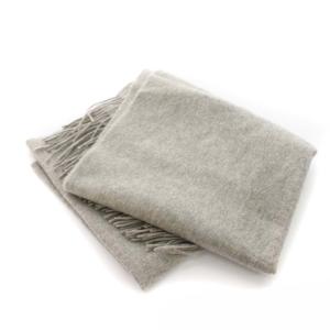 FURLA ストール マフラー カシミヤ フリンジ ロゴ 刺繍 グレー