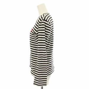 PLAY Comme des Garçons Tシャツ ハートワッペン カットソー ボーダー 長袖 黒 ブラック 白 ホワイト