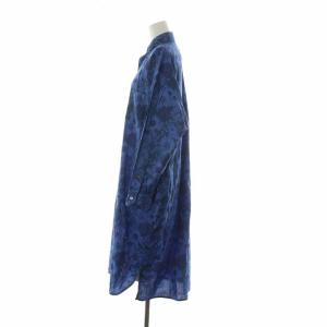 TICCA シャツワンピース ロング ミモレ 長袖 花柄 F ブルー