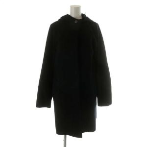コート ロング丈 ウール フード アウター 36 S 黒 ブラック