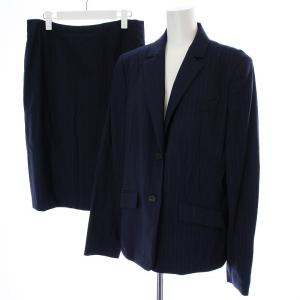 スーツ セットアップ 上下 テーラードジャケット シングル タイトスカート ひざ丈 背抜き ウール ストライプ 12 XL