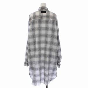 DIESEL シャツ ブラウス オーバーサイズ グレンチェック カットオフ 長袖 L ホワイト グレー