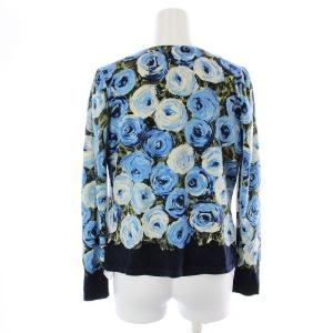 M'S GRACY アンサンブルニット カーディガン カットソー 長袖 半袖 ウール 花柄 38 ブルー