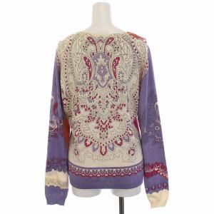 ETRO カーディガン ニット 薄手 Vネック 総柄 長袖 シルク 44 マルチカラー