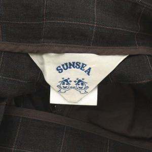 SUNSEA パンツ スラックス ジッパーフライ チェック ウール 3 L グレー