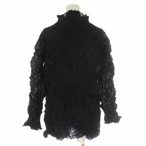 ISSEY MIYAKE カットソー ハイネック シワ加工 長袖 M ブラック