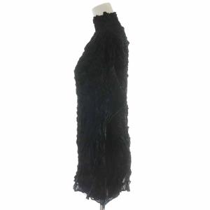 ISSEY MIYAKE カットソー ハイネック シワ加工 長袖 M ブラック