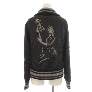 HYSTERIC GLAMOUR ガール スカジャン ブルゾン ジャケット 刺繍 サテン 中綿 裏地キルティング アウター free 黒 ブラック