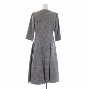 CELFORD ツイストデザインワンピース 七分袖 ロング 千鳥格子 Vネック 36 グレー