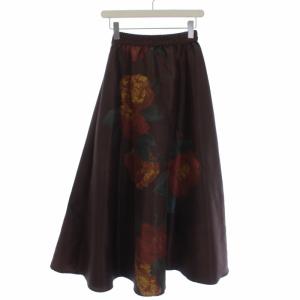 Ameri VINTAGE 21AW ELLIE ASYMMETRY PLEATS SKIRT フレアスカート 花柄 ブラウン