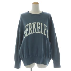 BEAUTY&YOUTH UNITED ARROWS カレッジプリントスウェットプルオーバー トレーナー クルーネック 長袖 ロゴ ブルー ホワイト