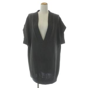 21SS ペーパーヤーンワイドVベスト セーター プルオーバー 麻混 リネン混 F チャコールグレー