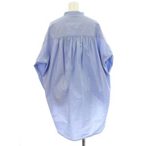 Spick&Span 21SS シャツ タイプライター スリーブスリット バンドカラー 長袖 F ライトブルー