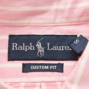 RALPH LAUREN ボタンダウンシャツ 長袖 ストライプ 刺繍 S ピンク